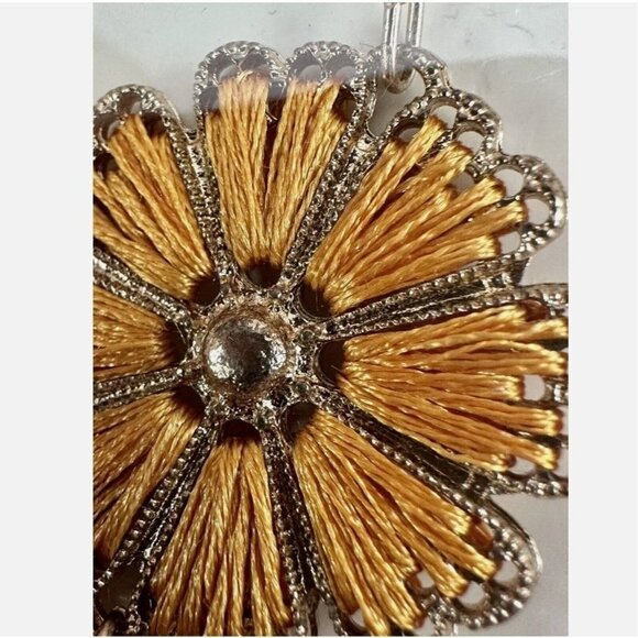 Noir Earrings Orange Tassel Drop Dangle Light Weight Floral Boho 2" Fringe NEW - Picture 10 of 15